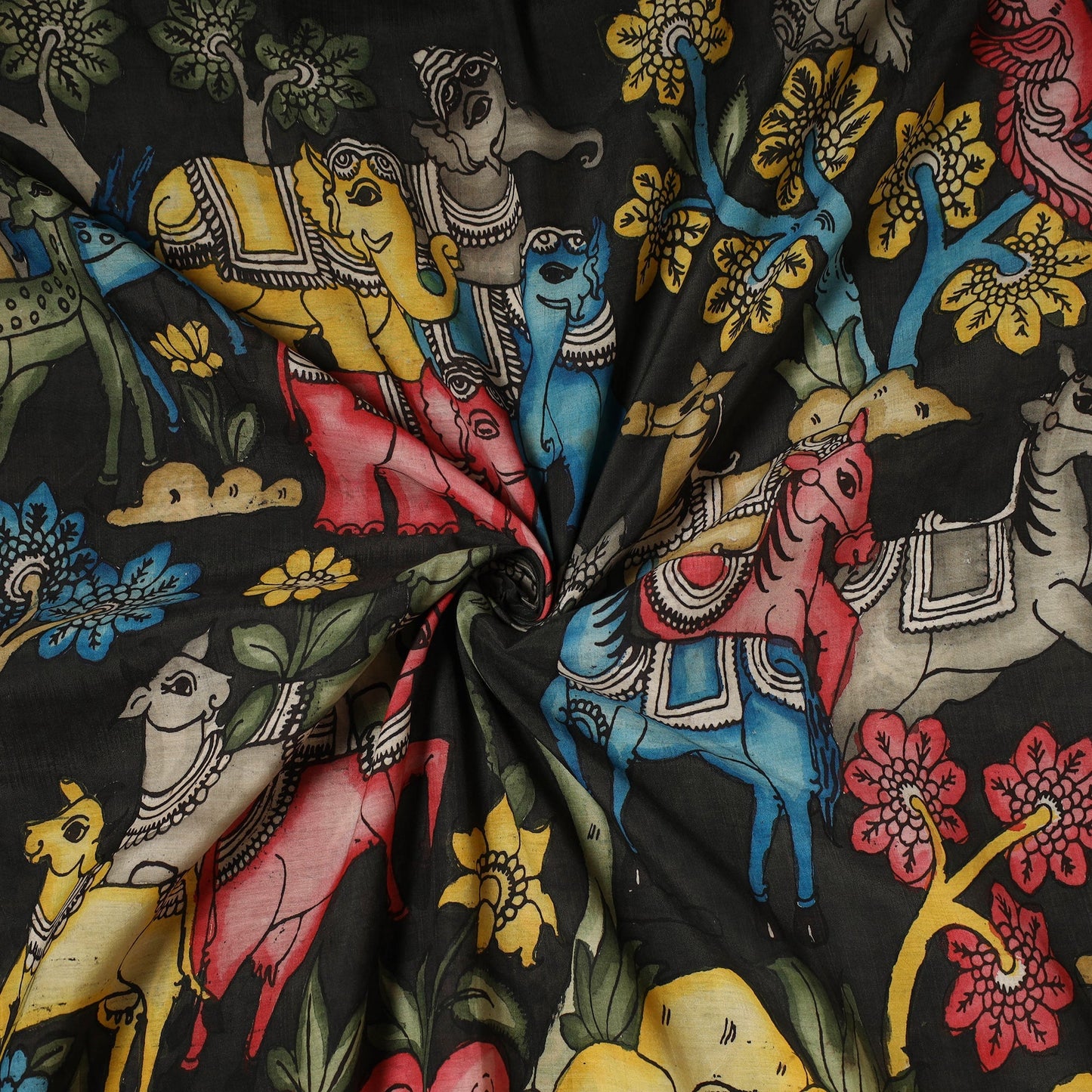 Handpainted srikalahasti silk cotton pen kalamkari fabric