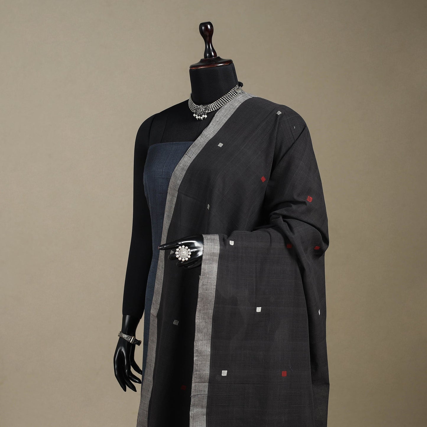 Peach - handspun handloom buti natural dyed cotton