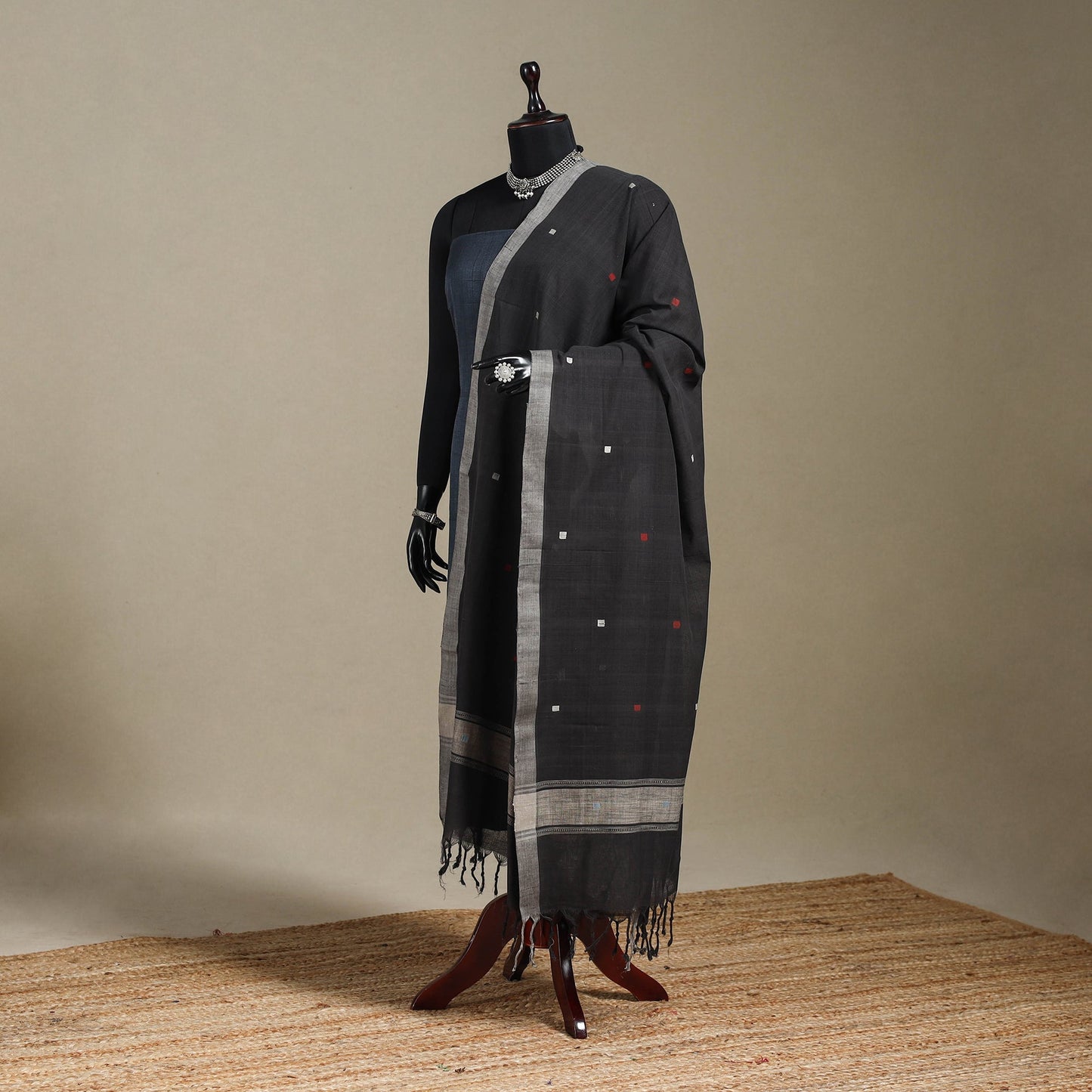 Peach - handspun handloom buti natural dyed cotton