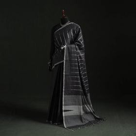 Black - handspun handloom cotton godavari jamdani saree 06