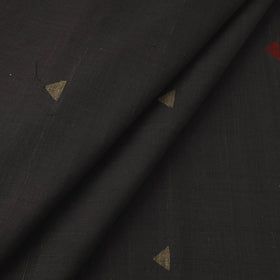 Black Handspun Handloom Natural Dyed Cotton Jamdani Fabric
