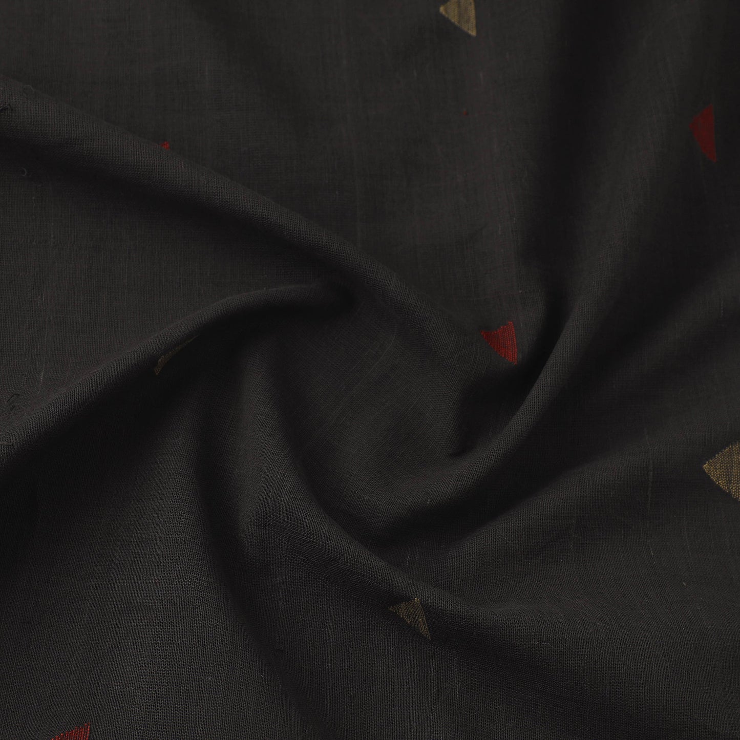 Black Handspun Handloom Natural Dyed Cotton Jamdani Fabric