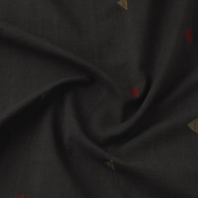 Black Handspun Handloom Natural Dyed Cotton Jamdani Fabric