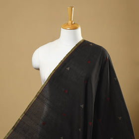 Black Handspun Handloom Natural Dyed Cotton Jamdani Fabric