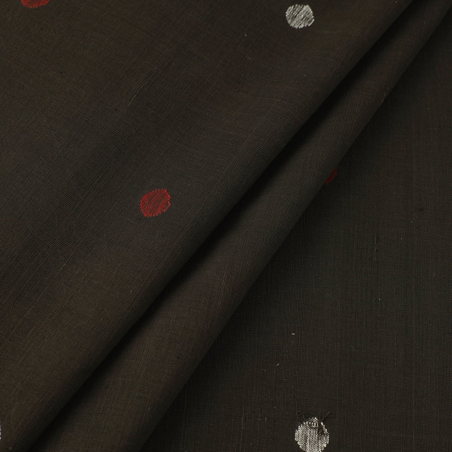 Black Handspun Handloom Natural Dyed Cotton Jamdani Fabric