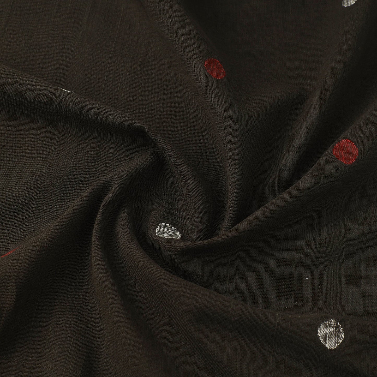 Black Handspun Handloom Natural Dyed Cotton Jamdani Fabric