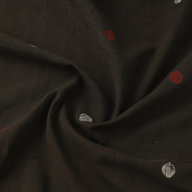 Black Handspun Handloom Natural Dyed Cotton Jamdani Fabric