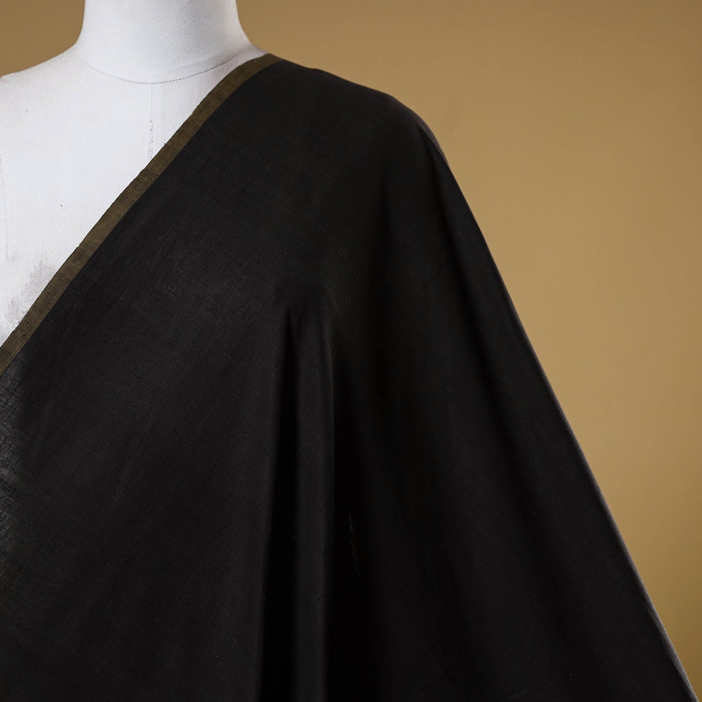 Black - handspun handloom natural dyed cotton kora plain