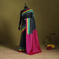 Black - handspun handloom tussar silk pochampally ikat