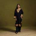 Black - handwoven aari embroidered kashmiri merino wool