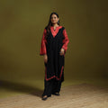 Black - handwoven aari embroidered kashmiri merino wool