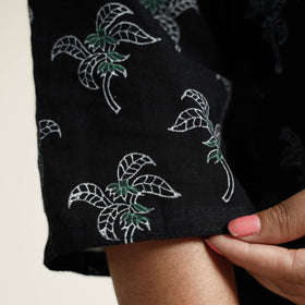 Black Block Print Handwoven Cotton A-Line Mangalagiri Kurta
