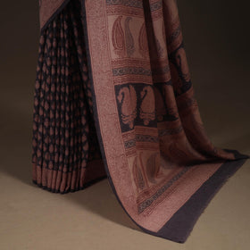 Handwoven merino wool natural dyed hand bagh saree 01