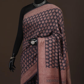 Handwoven merino wool natural dyed hand bagh saree 01