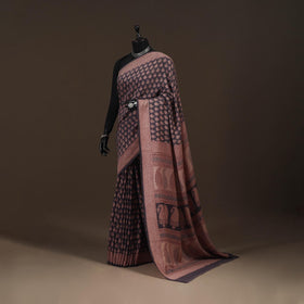 Handwoven merino wool natural dyed hand bagh saree 01