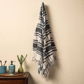 Black - Honeycomb Handloom Cotton Bath Towel From Dehradun