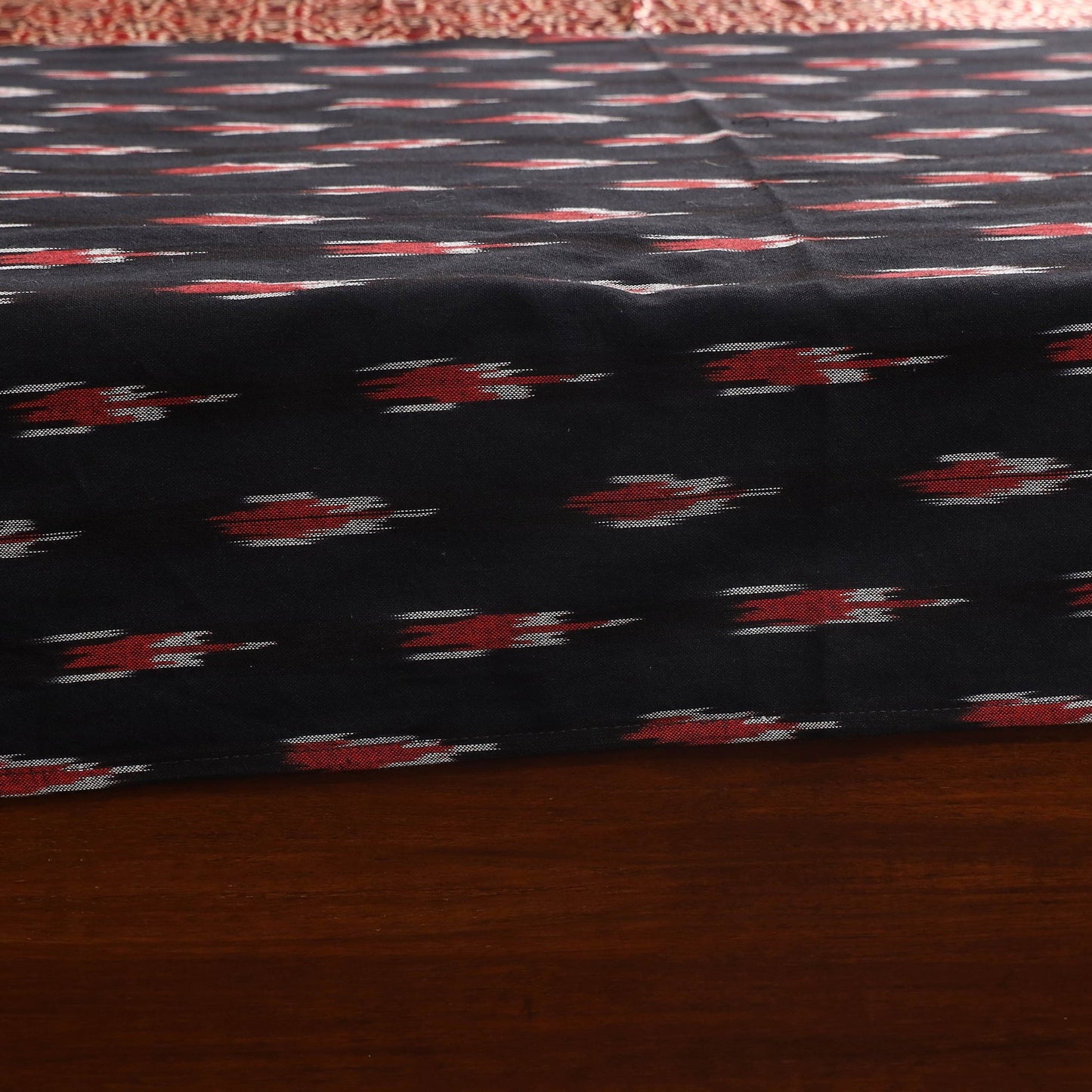 Black - ikat with modal silk patch cotton bedsheet set 33