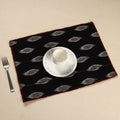  Black Ikat Cotton Hand Embroidery Table Mat (18 x 13 in) 01
