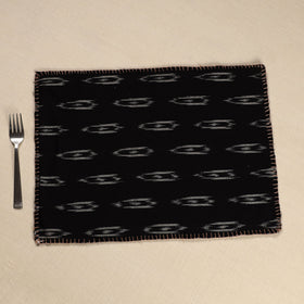  Black Ikat Cotton Hand Embroidery Table Mat (18 x 13 in) 02