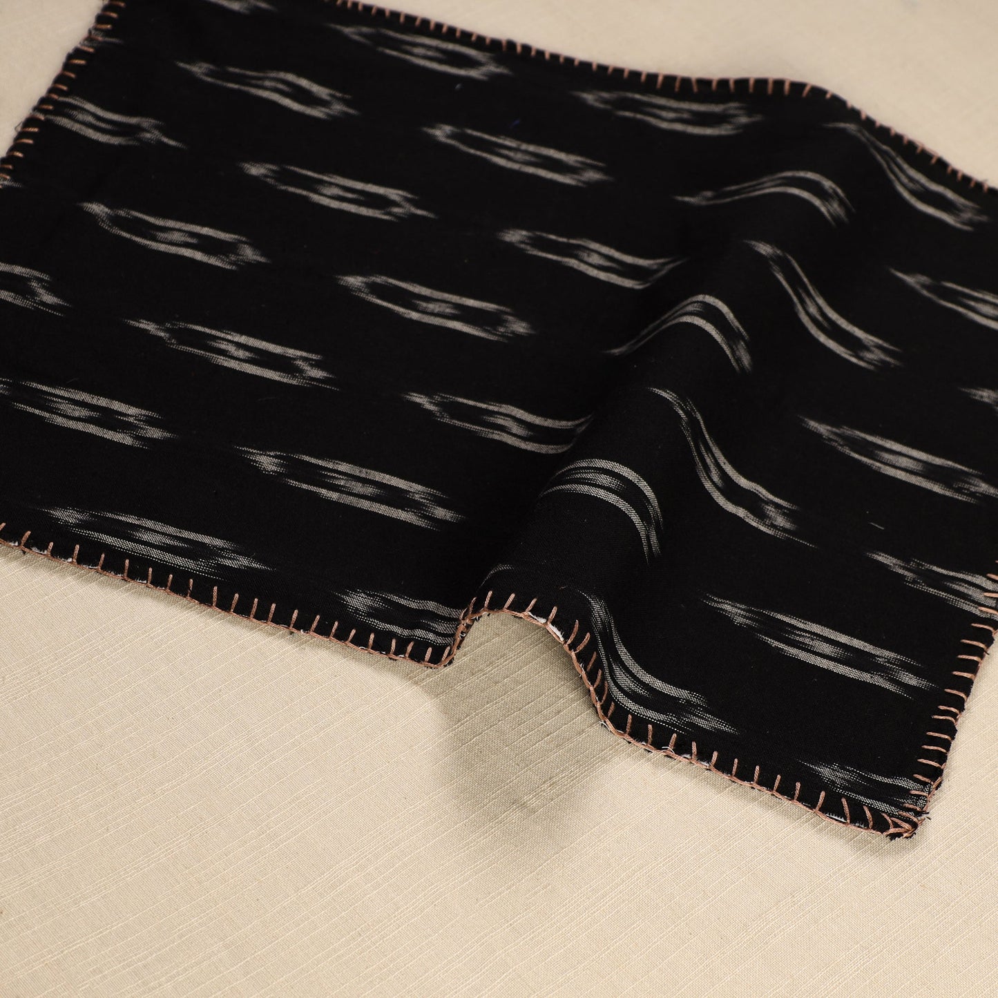  Black Ikat Cotton Hand Embroidery Table Mat (18 x 13 in) 02