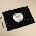  Black Ikat Cotton Hand Embroidery Table Mat (18 x 13 in) 05