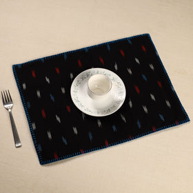  Black Ikat Cotton Hand Embroidery Table Mat (18 x 13 in) 05