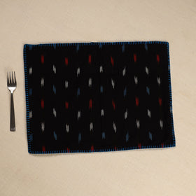 Black Ikat Cotton Hand Embroidery Table Mat (18 x 13 in) 05