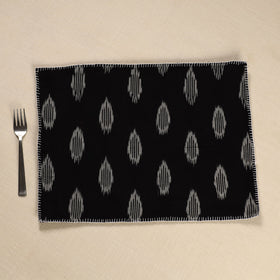  Black Ikat Cotton Hand Embroidery Table Mat (18 x 13 in) 07