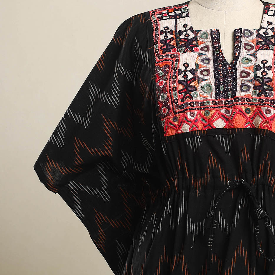 Buy Ikat Cotton Kaftan with Desert Thread Embroidery