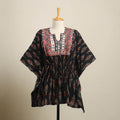 Buy Black Ikat Cotton Kaftan with Desert Thread Embroidery
