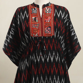 Ikat Cotton Kaftan with Desert Thread Embroidery (Short)