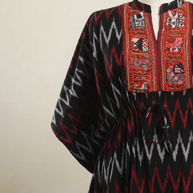 Ikat Cotton Kaftan with Desert Thread Embroidery (Short)
