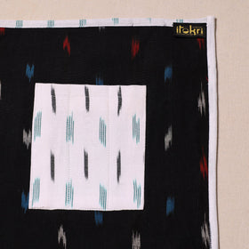Black Ikat Cotton Table Mat With Pocket
