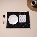 Black Ikat Cotton Table Mat With Pocket