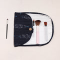  Ikat Fabric Multipurpose Segmented Make-up Brush Wrap Pouch/Case 