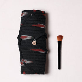  Ikat Fabric Multipurpose Segmented Make-up Brush Wrap Pouch/Case 