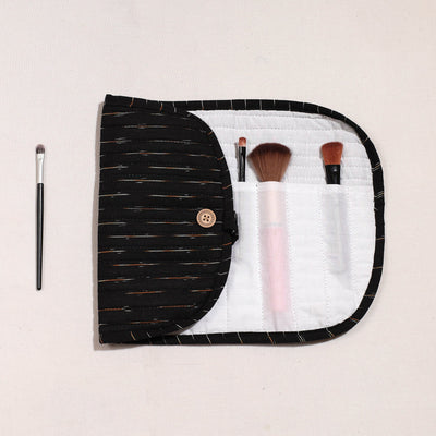  Ikat Fabric Multipurpose Segmented Make-up Brush Wrap Pouch/Case 