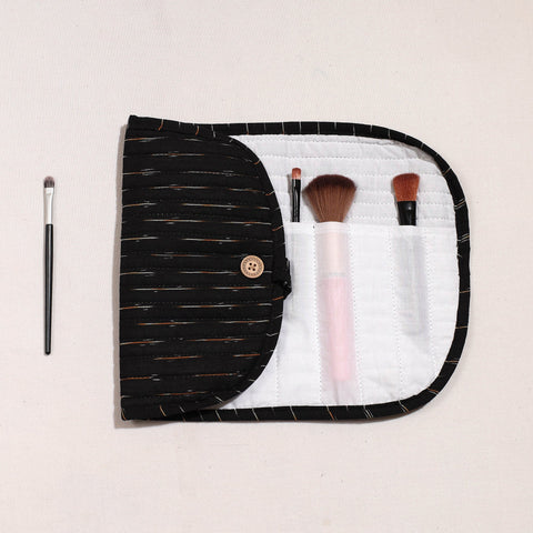  Ikat Fabric Multipurpose Segmented Make-up Brush Wrap Pouch/Case 