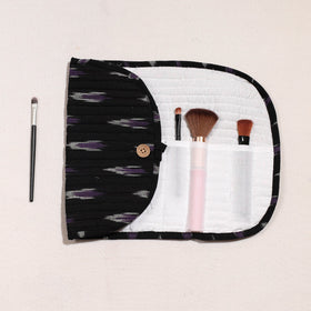  Ikat Fabric Multipurpose Segmented Make-up Brush Wrap Pouch/Case 