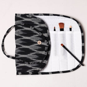 Ikat Fabric Multipurpose Segmented Make-up Brush Wrap Pouch/Case 