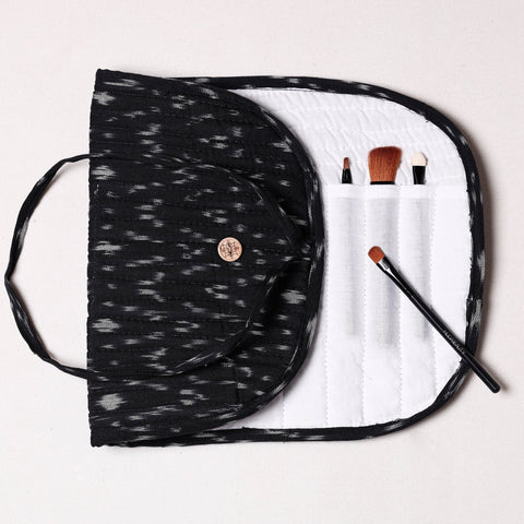  Ikat Fabric Multipurpose Segmented Make-up Brush Wrap Pouch/Case 