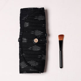  Ikat Fabric Multipurpose Segmented Make-up Brush Wrap Pouch/Case 