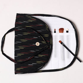  Ikat Fabric Multipurpose Segmented Make-up Brush Wrap Pouch/Case 