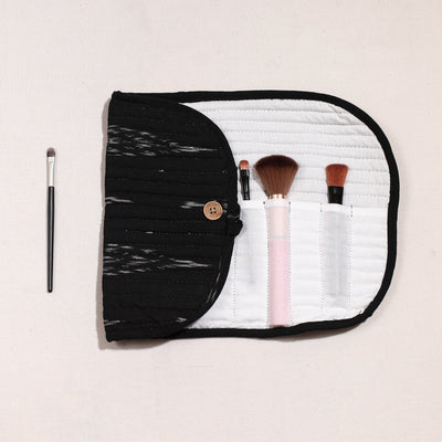  Ikat Fabric Multipurpose Segmented Make-up Brush Wrap Pouch/Case 