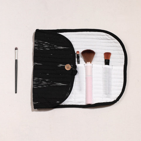  Ikat Fabric Multipurpose Segmented Make-up Brush Wrap Pouch/Case 