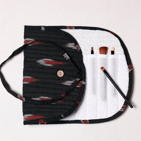  Ikat Fabric Multipurpose Segmented Make-up Brush Wrap Pouch/Case 