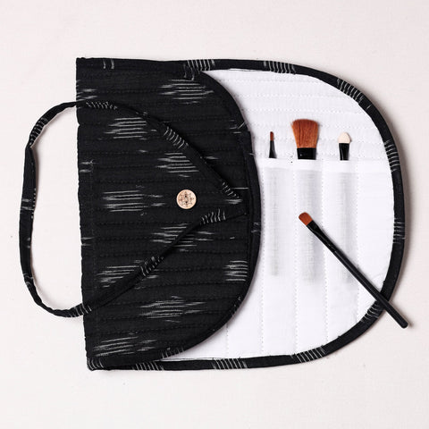  Ikat Fabric Multipurpose Segmented Make-up Brush Wrap Pouch/Case 