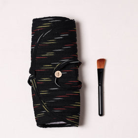  Ikat Fabric Multipurpose Segmented Make-up Brush Wrap Pouch/Case 