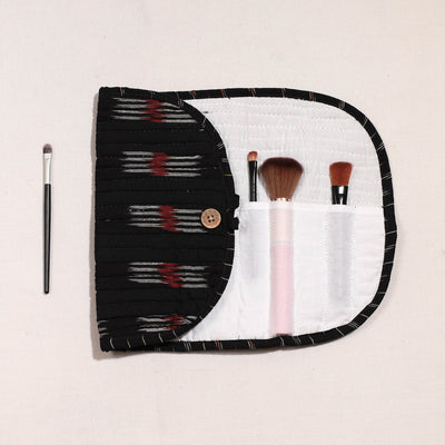  Ikat Fabric Multipurpose Segmented Make-up Brush Wrap Pouch/Case 