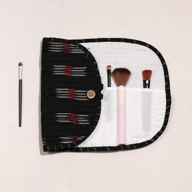  Ikat Fabric Multipurpose Segmented Make-up Brush Wrap Pouch/Case 